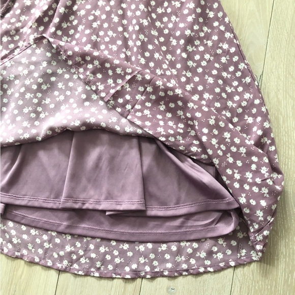 Monteau Los Angeles Mauve Floral V Neck Chiffon Dress Size S - Picture 13 of 14